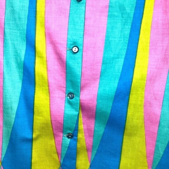 Alex Colman California Top Womens Size 12 Vintage Cotton Button Back Blue Green - Picture 11 of 13